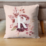 Modern Pastel Pink & Red Floral With Initial Cushion<br><div class="desc">The Modern Pastel Pink & Red Floral With Initial design is a visually stunning and sophisticated combination of soft pastel pink hues and vibrant red tones. At the centre of the design is a customisable initial, adding a personal touch to the overall aesthetic. The initial is bold and prominent, standing...</div>