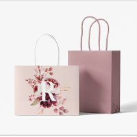 Modern Pastel Pink & Red Floral With Initial