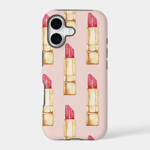 Modern Pastel Pink & Red Lipstick Pattern Girly