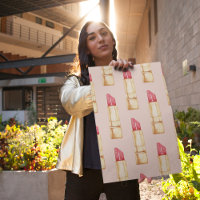 Modern Pastel Pink & Red Lipstick Pattern Girly