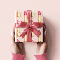 Modern Pastel Pink & Red Lipstick Pattern Girly
