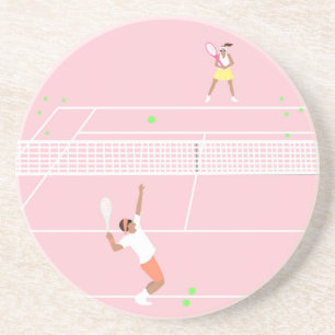 Modern Pastel Pink Tennis Match Coaster