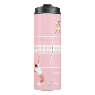 Modern Pastel Pink Tennis Match Thermal Tumbler