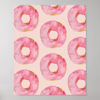 Modern Pastel Pink Watercolor Doughnuts Pattern