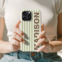 Modern Pastel Pistachio Striped Nurse Teacher Name