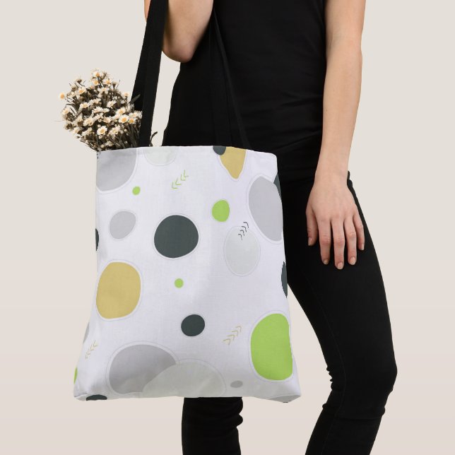 Modern Pastel Polka Dot Pattern Tote Bag (Close Up)