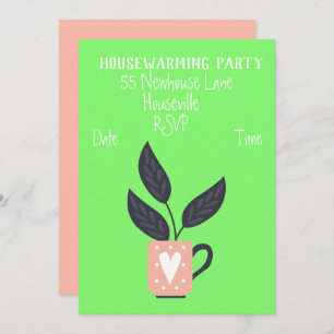 Modern pastel pot plants housewarming Party Invitation