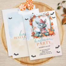 Modern Pastel Pumpkin Patch Fox Halloween Party