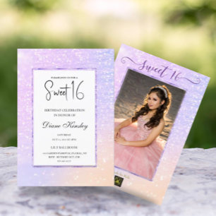 Modern pastel purple lavender Sweet 16 Invitation