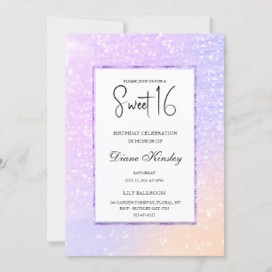 Modern pastel purple lavender Sweet 16 Invitation