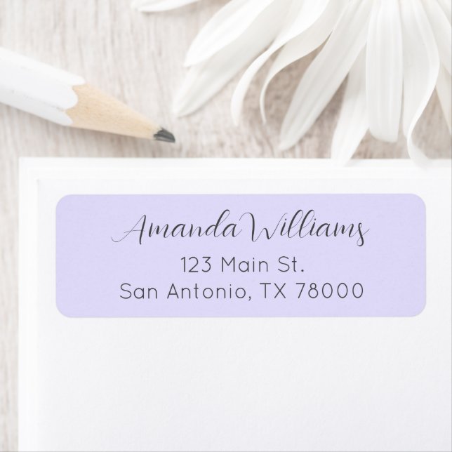Modern Pastel Purple Script Return Address Return Address Label (Insitu)