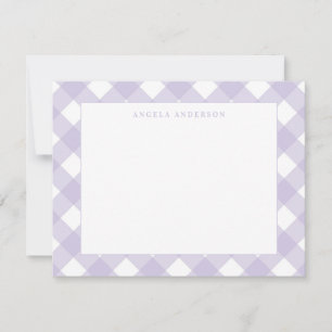 Modern Pastel Purple Violet Gingham Plaid Check Card