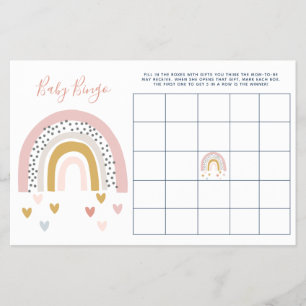 Modern Pastel Rainbow Baby Shower Baby Bingo Flyer