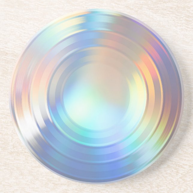  Modern Pastel Rainbow Mermaid Unicorn Holographic Coaster (Front)