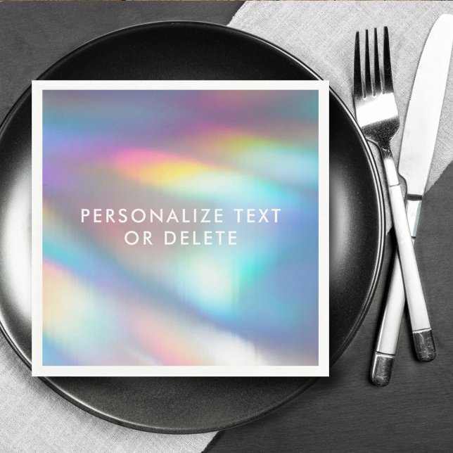  Modern Pastel Rainbow Mermaid Unicorn Holographic Napkin (Creator Uploaded)