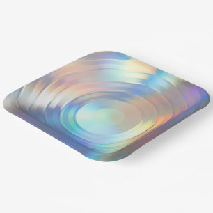  Modern Pastel Rainbow Mermaid Unicorn Holographic Paper Plate