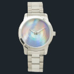 Modern Pastel Rainbow Mermaid Unicorn Holographic Watch<br><div class="desc">Modern creation with holographic colours and circular shapes that can be personalised with your text and photo by opening the template in Zazzle's designer tool.
Please note that regular inks are used to print this product,  and the pearly metallic shine is simulated in the design with gradients.</div>
