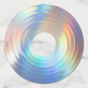  Modern Pastel Rainbow Mermaid Unicorn Holographic Wine Glass Tag