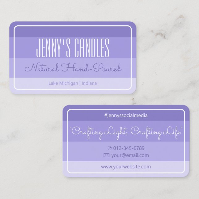 Modern Pastel Rainbow Ombre Lilac Square Border Business Card (Front/Back)