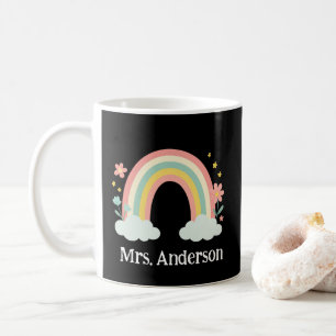 Modern Pastel Rainbow Personalised Teacher Gift Coffee Mug