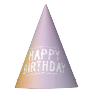 Modern pastel rainbow pink birthday party water hat