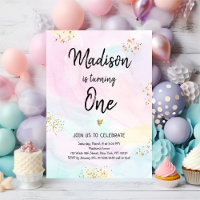 Modern Pastel Rainbow Pink Gold Birthday