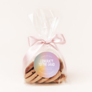 Modern pastel rainbow pink photo graduation party  classic round sticker