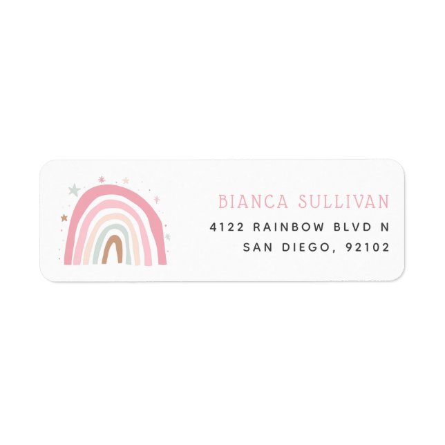 Modern Pastel Rainbow Stars Return Address Return Address Label (Front)