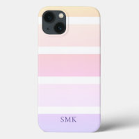 Modern Pastel Rainbow Stripes Monogram