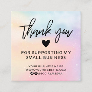Modern Pastel Rainbow Thank You Square Business Card
