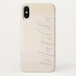 Modern Pastel Skin  Ombre Stripe Personalised Name iPhone X Case
