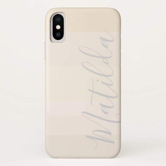 Modern Pastel Skin  Ombre Stripe Personalized Name Case-Mate iPhone Case (Back)