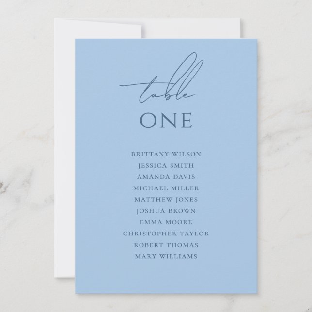 Modern Pastel Sky Blue Wedding Seating Chart Invitation (Front)