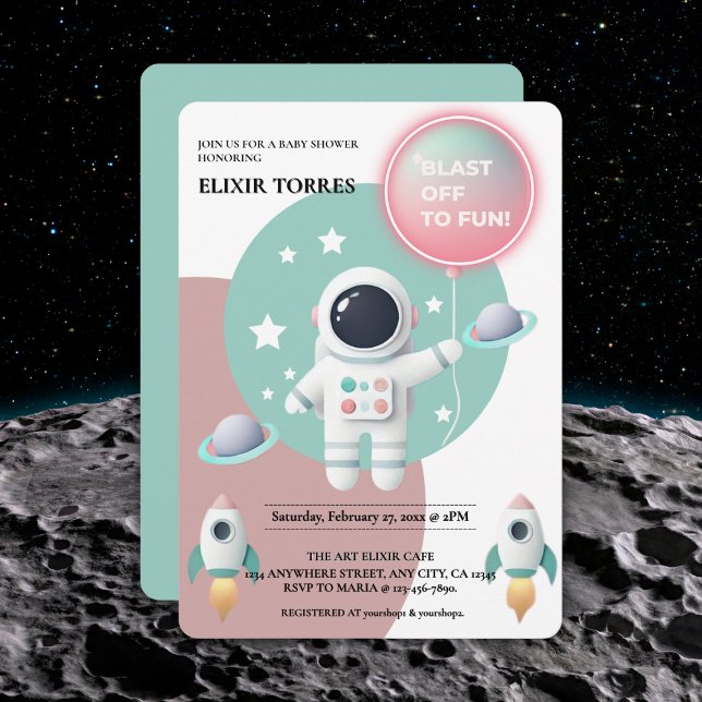 Modern Pastel Space Explorer Baby Shower Invitation (Creator Uploaded)