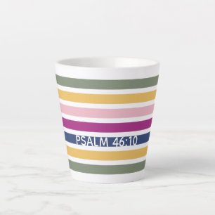 Modern Pastel Striped Christian PSALM 46:10 Latte Mug