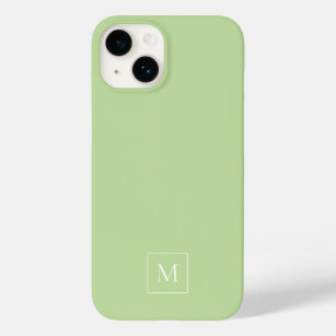  Modern Pastel Tea Green Minimalist Monogram Case-Mate iPhone 14 Case