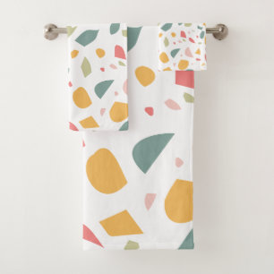 Modern pastel terrazzo pattern bath towel set