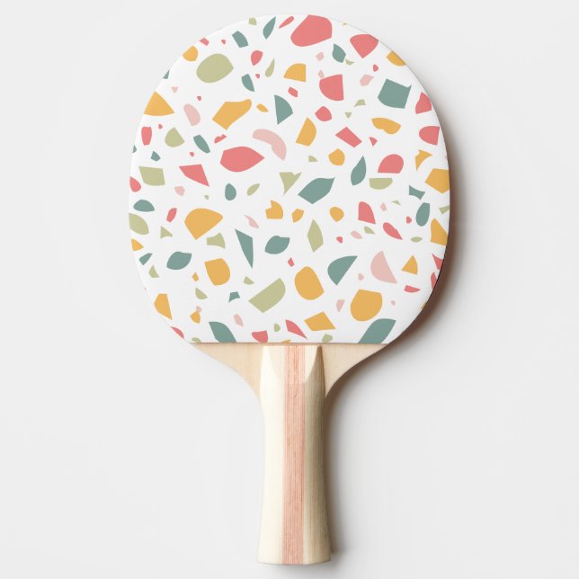 Modern pastel terrazzo pattern ping pong paddle (Front)