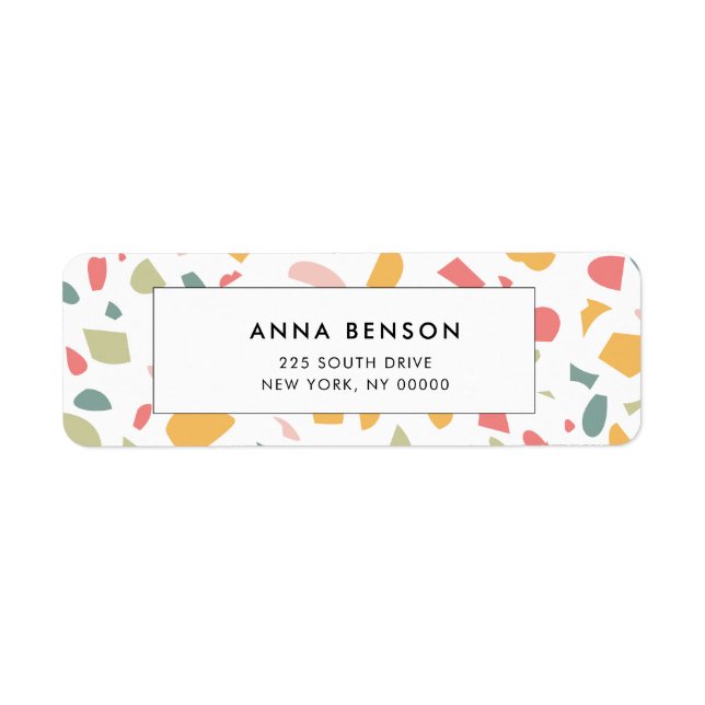 Modern pastel terrazzo pattern return address label (Front)