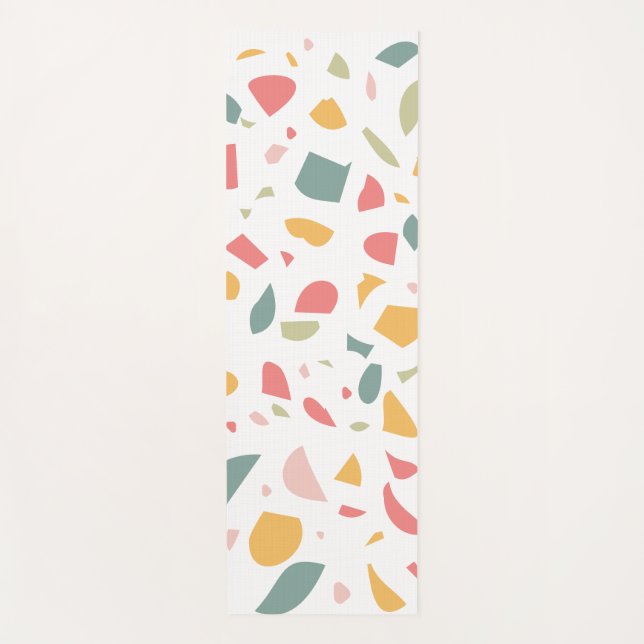 Modern pastel terrazzo pattern yoga mat (Front)