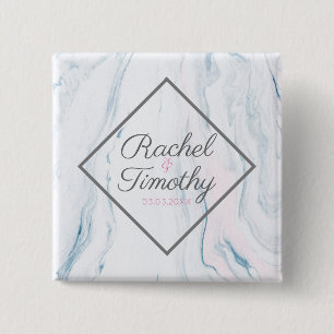 Modern Pastel Tones Marble Stone- Save The Date 15 Cm Square Badge
