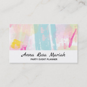 *~* Modern Pastel Turquoise Pink Yellow Abstract Business Card
