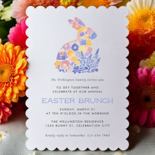 Modern Pastel Watercolor Bunny Easter Brunch Invitation