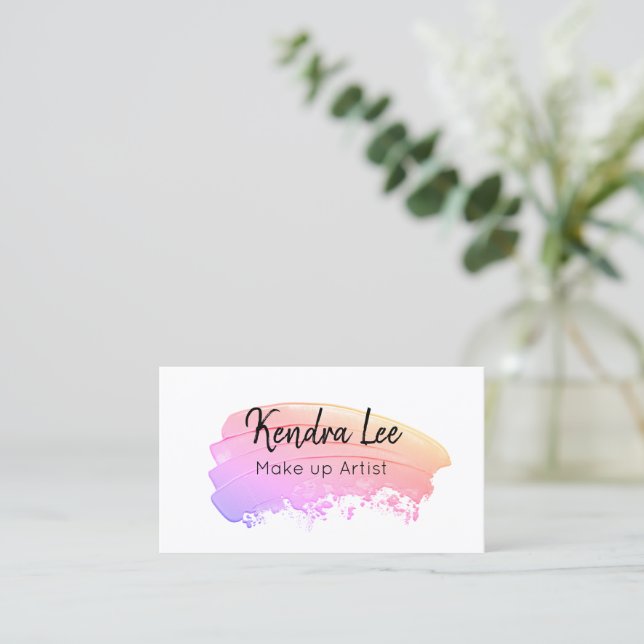 Modern Pastel Watercolor Minimal Business Card (Standing Front)