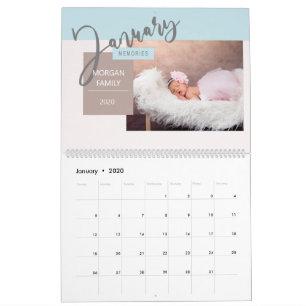 Modern Pastel Whimsical Script Memories Calendar