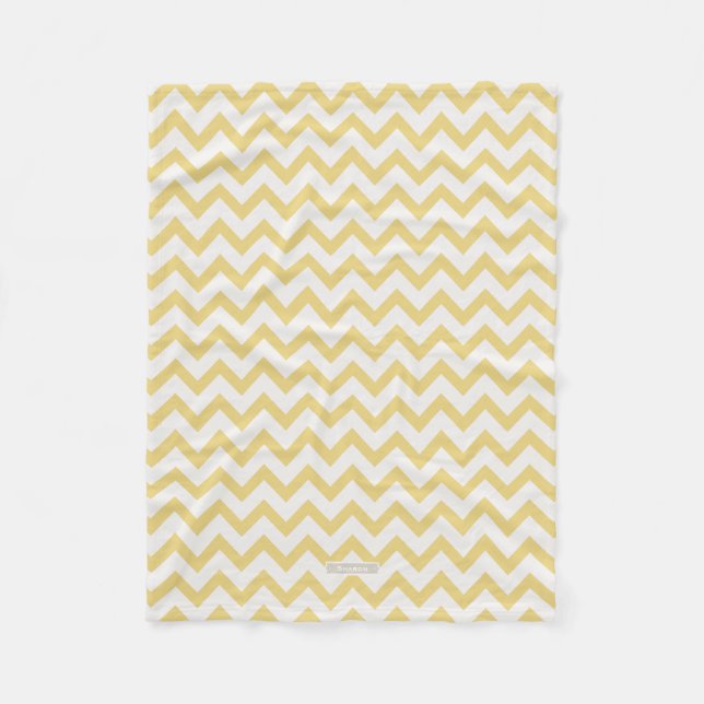 Modern pastel yellow and white chevron pattern fleece blanket (Front)