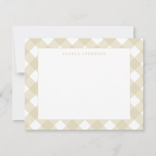 Modern Pastel Yellow Brown Gingham Plaid Check Card