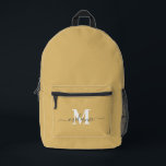 Modern Pastel Yellow Custom Monogram Name Printed Backpack<br><div class="desc">Modern Pastel Yellow Custom Monogram Name Printed Backpack</div>