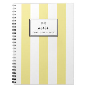 Modern Pastel Yellow Vertical Stripes Personalised Notebook