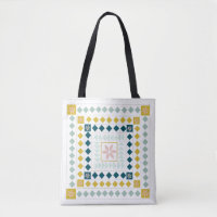 Modern Pastels Geometric Floral Tile Pattern